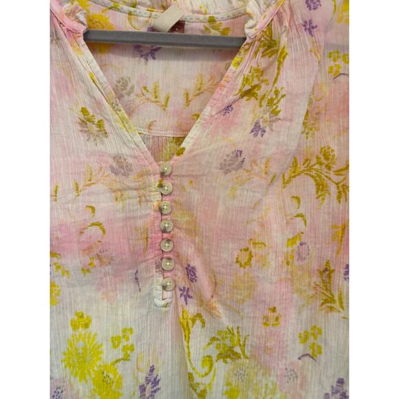 Anthropologie Pilcro Tavi Tie Dye Floral Gauze Blouse Size Medium - Picture 4 of 6